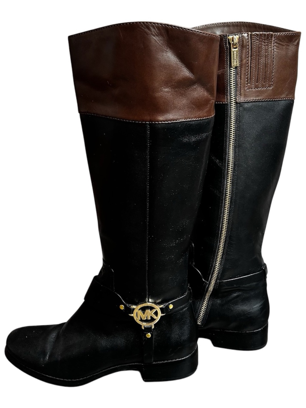 Michael Kors Women’s Two-Tone Black and Brown Leather Boots Size 9 1/2 - Picture 5 of 11